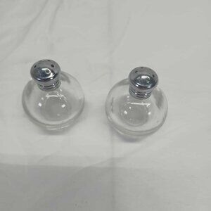 Vintage Round Glass Salt and Pepper Shakers